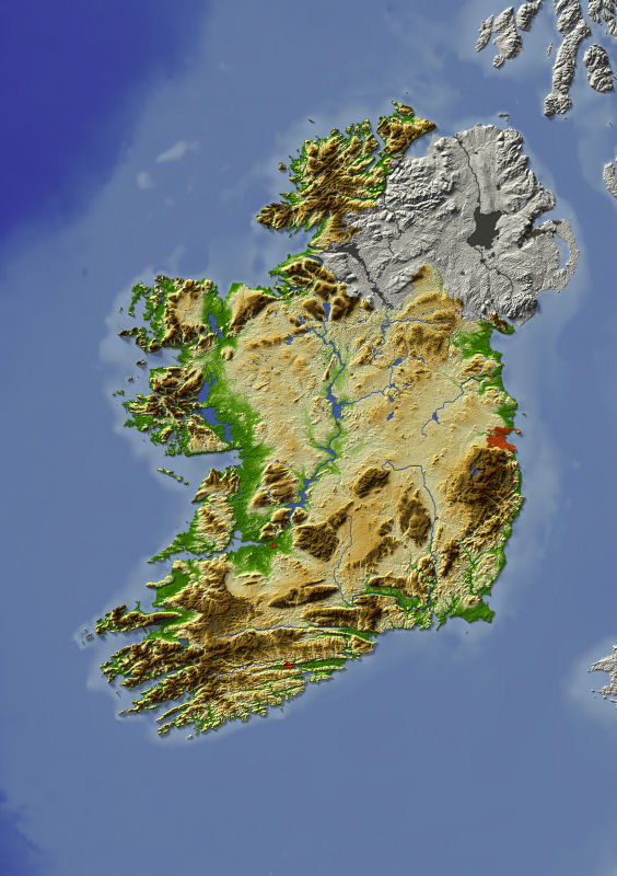 Рельеф ирландии карта